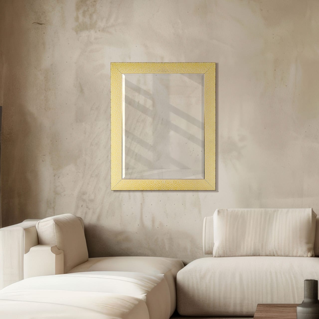 Head West White & Gold Framed Bevel Vanity Accent Mirror - 33" x 27"